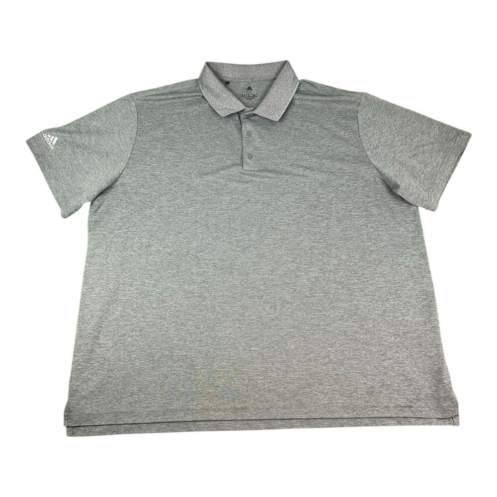 Adidas Polo Shirt Primegreen, Gray, Short Sleeves, Men's Size 3XL